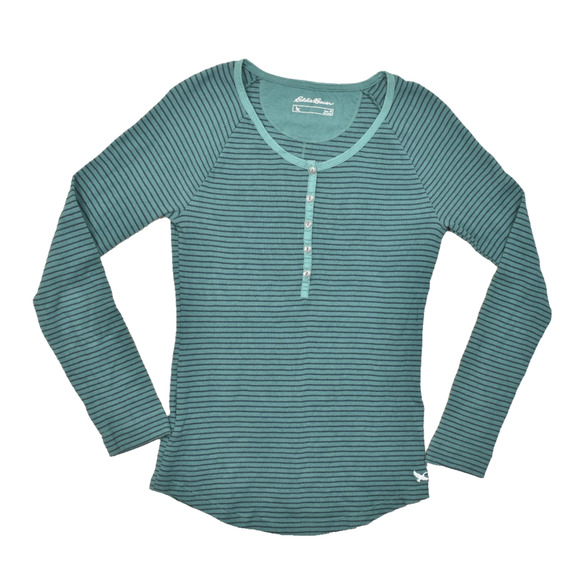 Eddie Bauer Women's Long Sleeve Henley Top Regular Size M Green - Picture 1 of 8